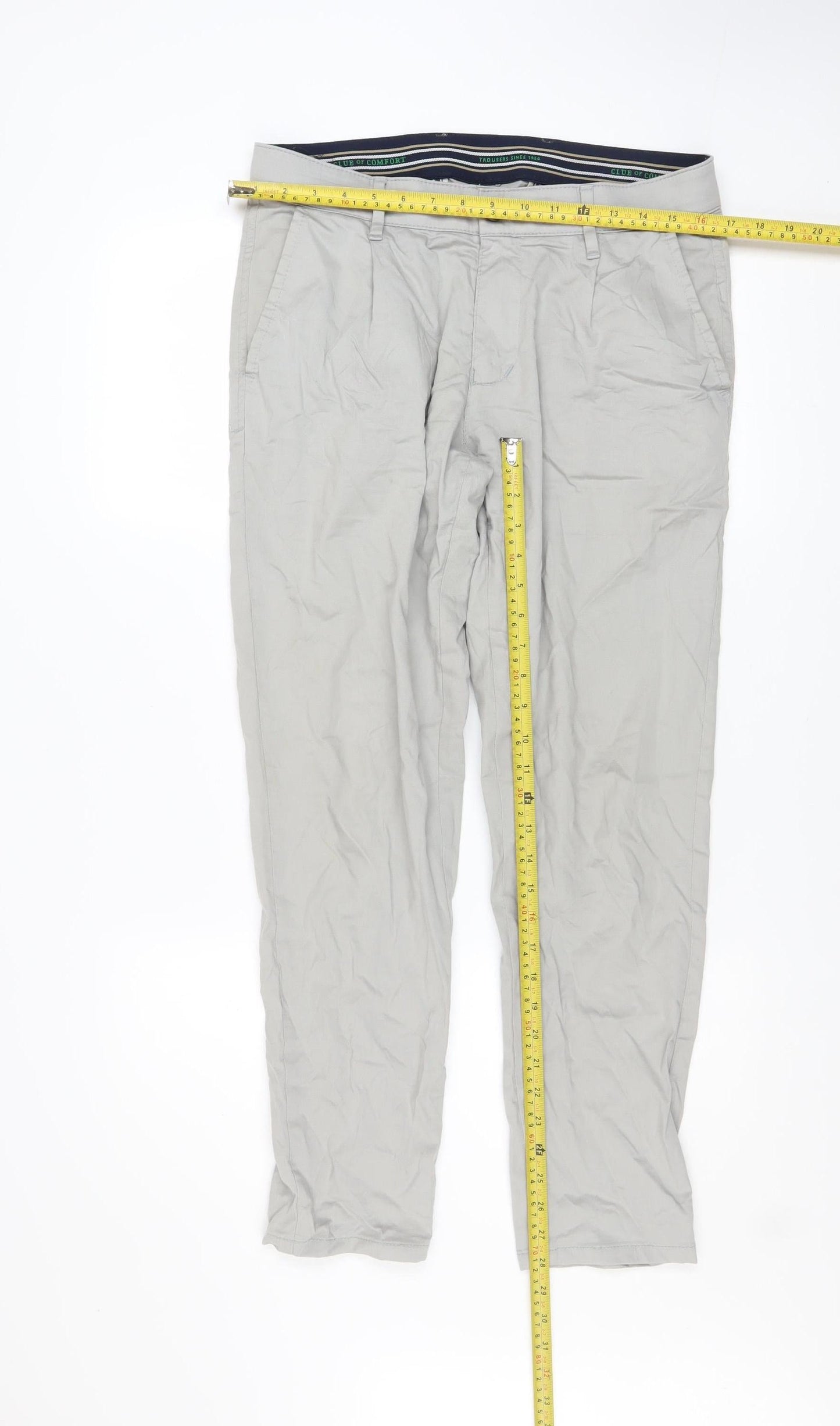 Mens UK Size 32 Club of Comfort Regular Fit Chino Beige Trousers