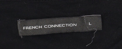 French Connection Men's Black Cotton Long Sleeve Crew Neck Top Size L