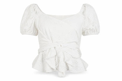 Womens UK Size 10 Topshop White Cropped Blouse