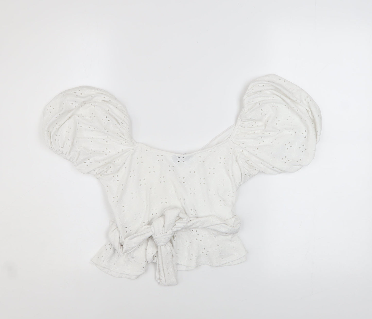 Womens UK Size 10 Topshop White Cropped Blouse