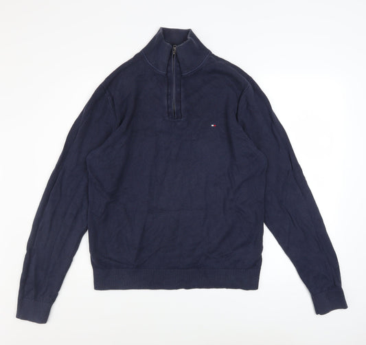 Mens UK Size XL Tommy Hilfiger Blue 1/2 Zip Jumper