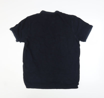 Jack & Jones Men’s Blue XXL Short Sleeve Cotton Henley Shirt