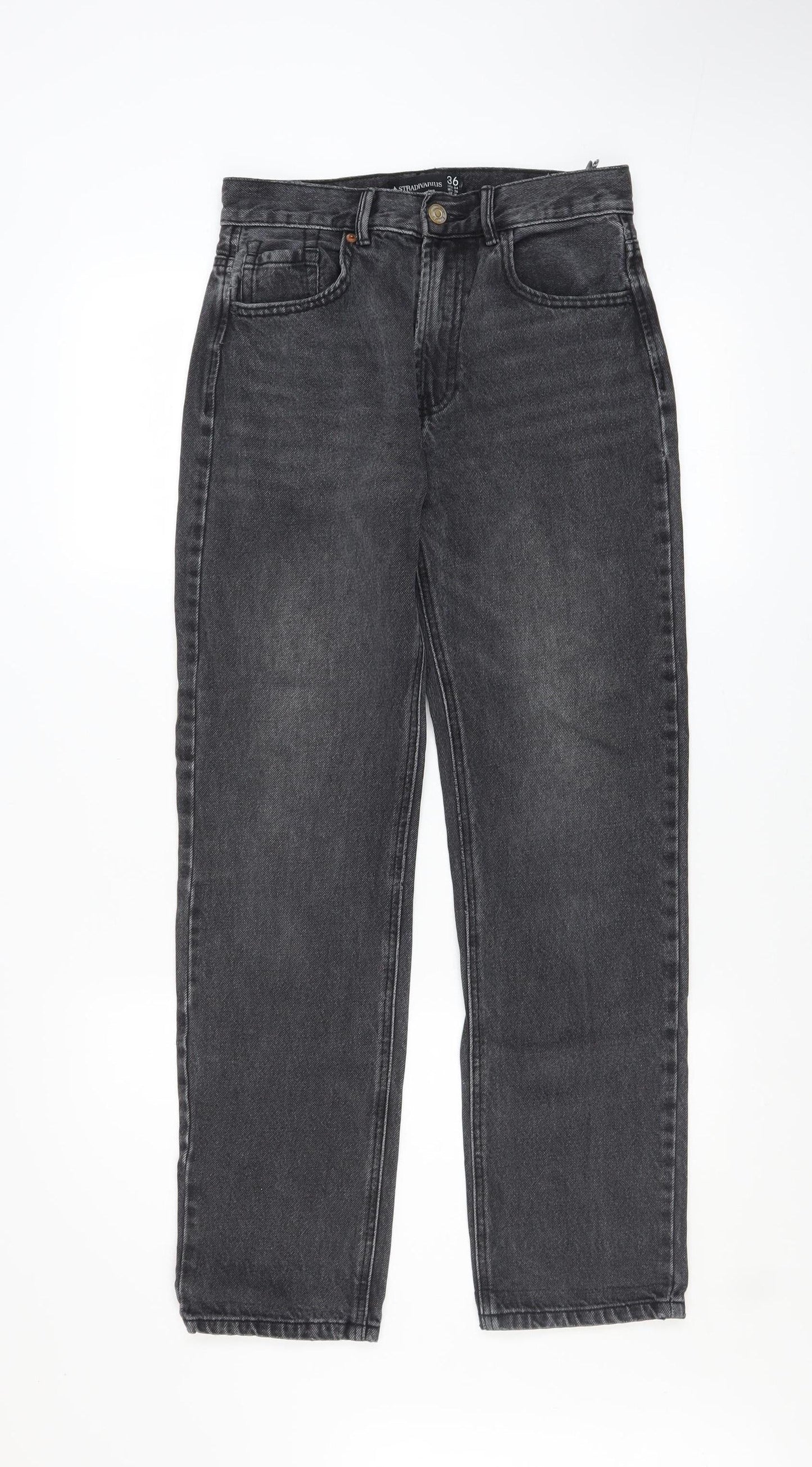 Womens UK Size 8 Stradivarius Regular Fit Straight Grey Jeans