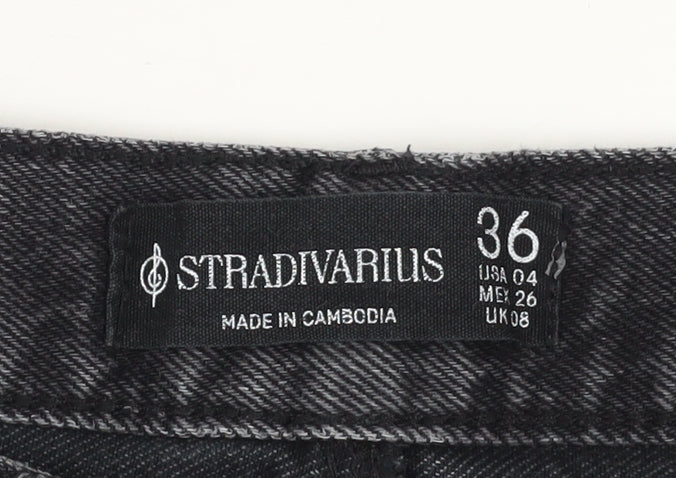Womens UK Size 8 Stradivarius Regular Fit Straight Grey Jeans