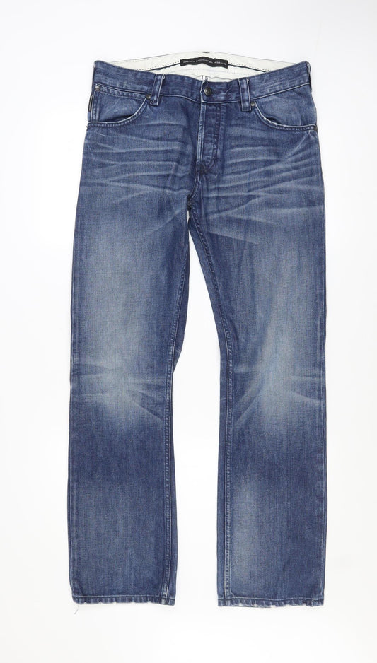 Mens UK Size M French Connection Regular Fit Straight Blue Jeans