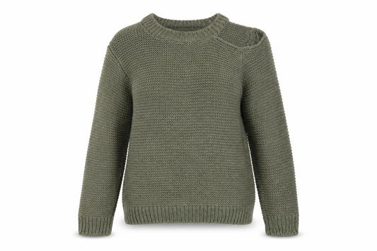 Front view of Nine by Savannah Miller Women’s Green Cold Shoulder Knit Jumper, size UK 12
