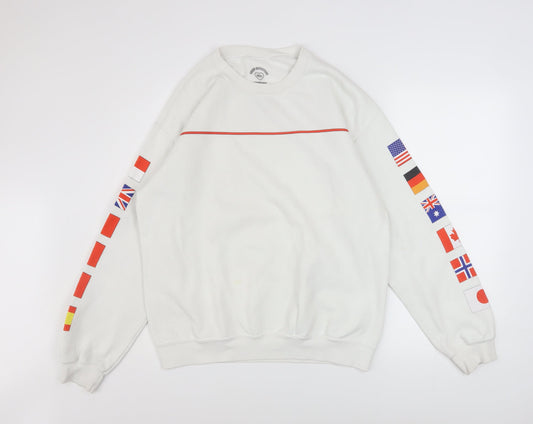 Mens UK Size M Urban Outfitters White Pullover Sweatshirt