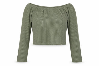 Womens UK Size 8 PRETTYLITTLETHING Green Cropped Blouse