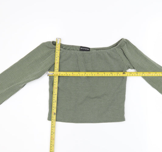 Womens UK Size 8 PRETTYLITTLETHING Green Cropped Blouse