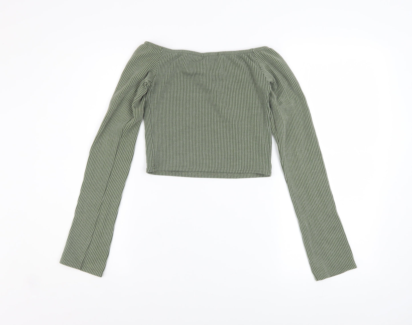 Womens UK Size 8 PRETTYLITTLETHING Green Cropped Blouse
