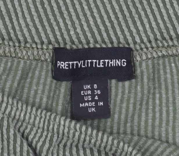 Womens UK Size 8 PRETTYLITTLETHING Green Cropped Blouse