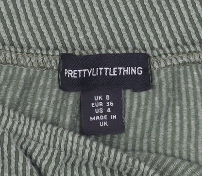 Womens UK Size 8 PRETTYLITTLETHING Green Cropped Blouse