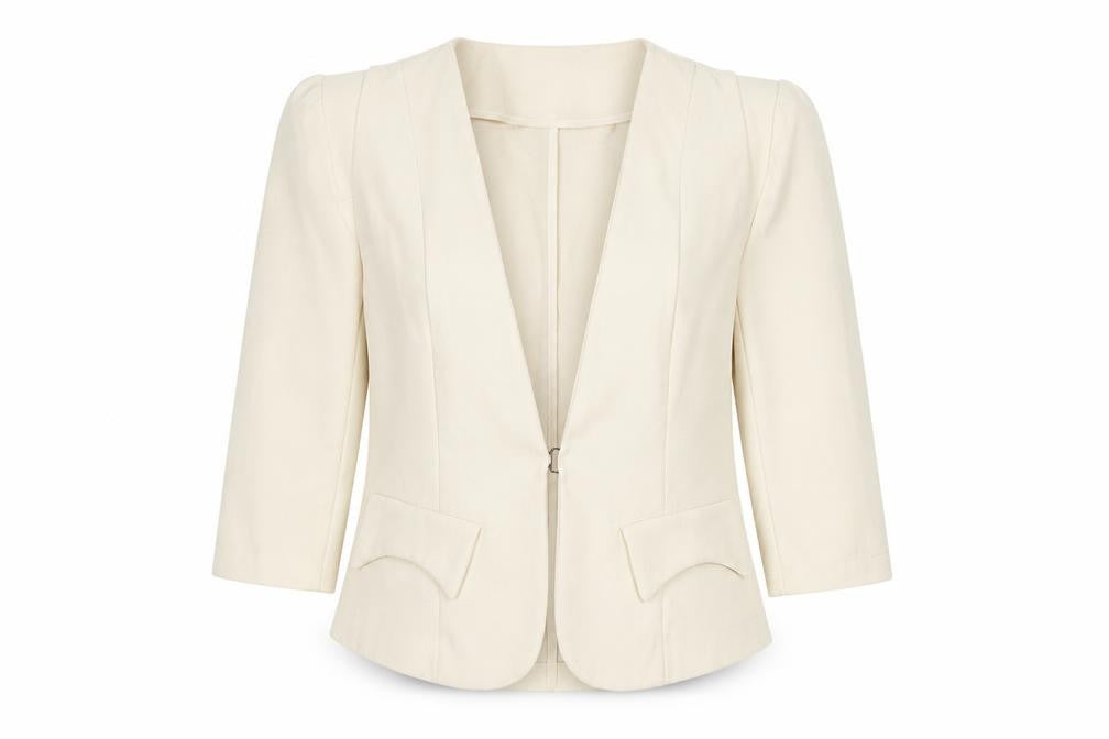 Cutie Women's Beige 3/4 Sleeve Open Blazer Size M