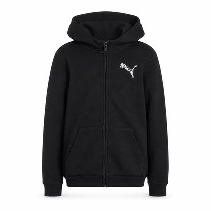 Front view of Puma boys’ black full zip hoodie 13-14 years fleece casual sweatshirt