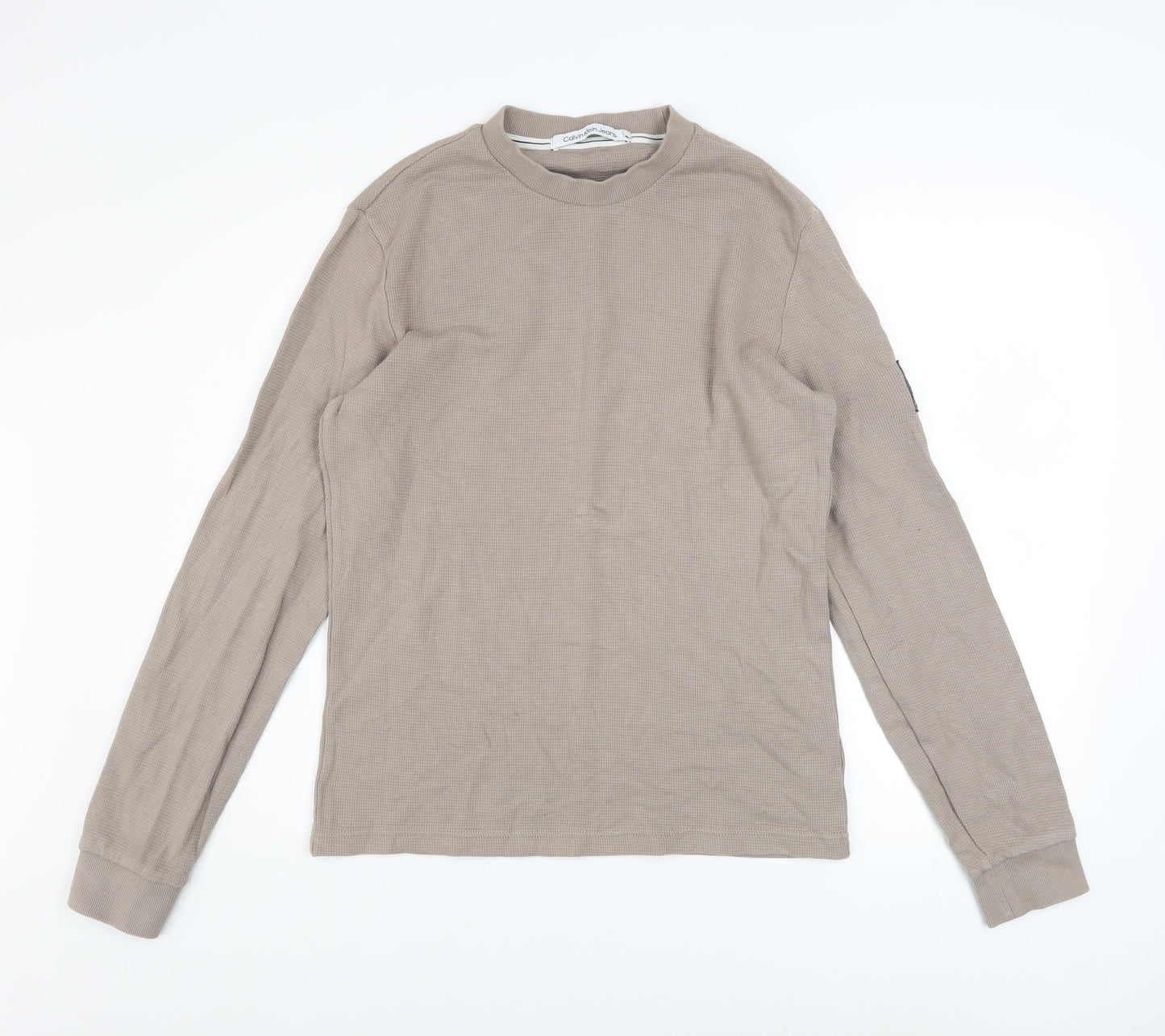 Mens UK Size M Calvin Klein Jeans Beige Pullover Sweatshirt
