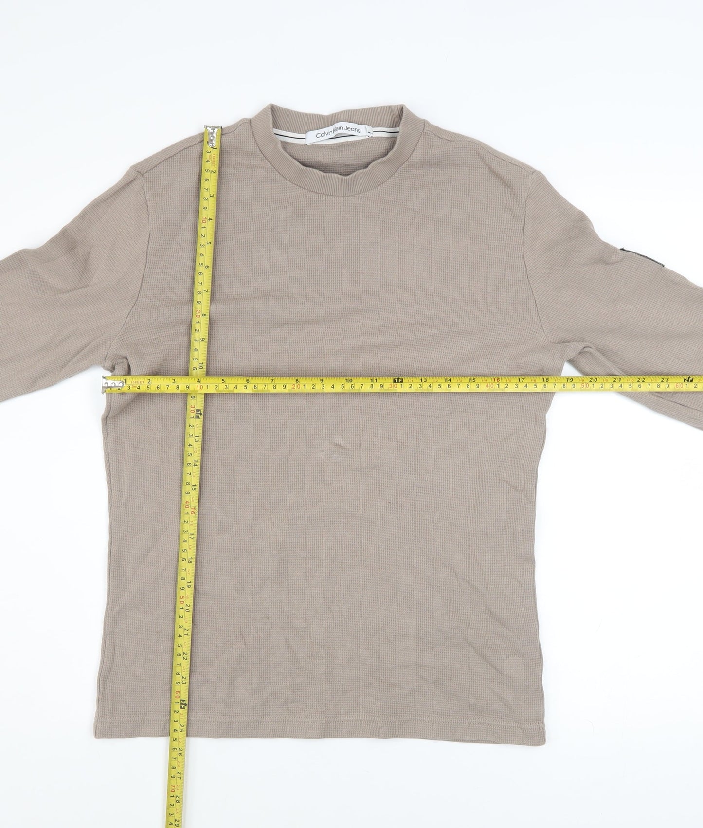 Mens UK Size M Calvin Klein Jeans Beige Pullover Sweatshirt