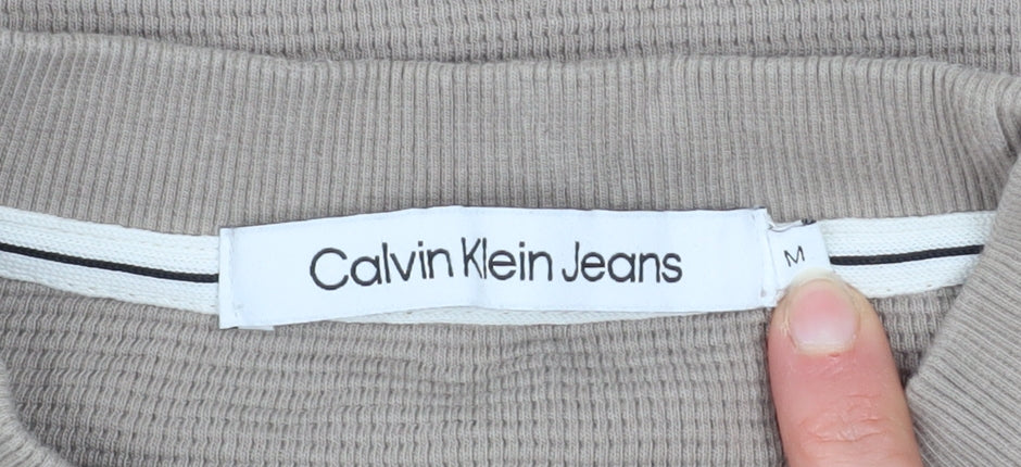 Mens UK Size M Calvin Klein Jeans Beige Pullover Sweatshirt