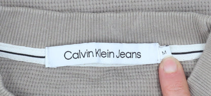 Mens UK Size M Calvin Klein Jeans Beige Pullover Sweatshirt