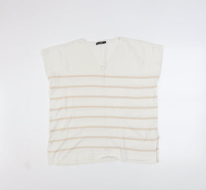Womens UK Size 12 Dunnes Stores Beige Basic T-Shirt