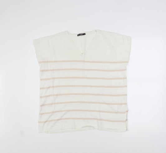 Womens UK Size 12 Dunnes Stores Beige Basic T-Shirt