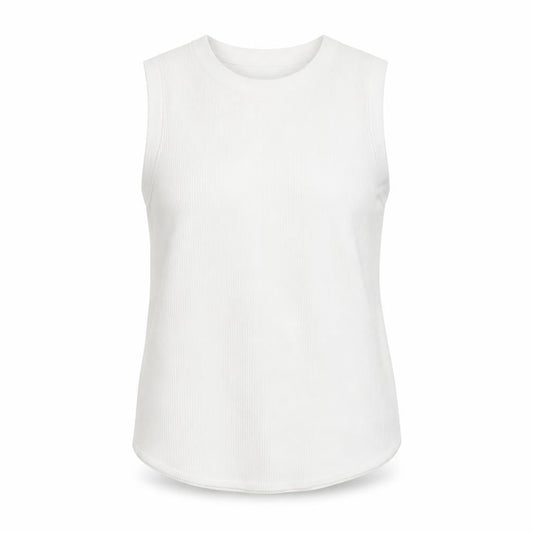 Front view of Gallery Women’s White Knit Tank Top XL Basic Sleeveless
