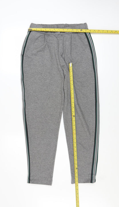 Pull & Bear Women Grey Side Stripe Jogger Trousers Size 12