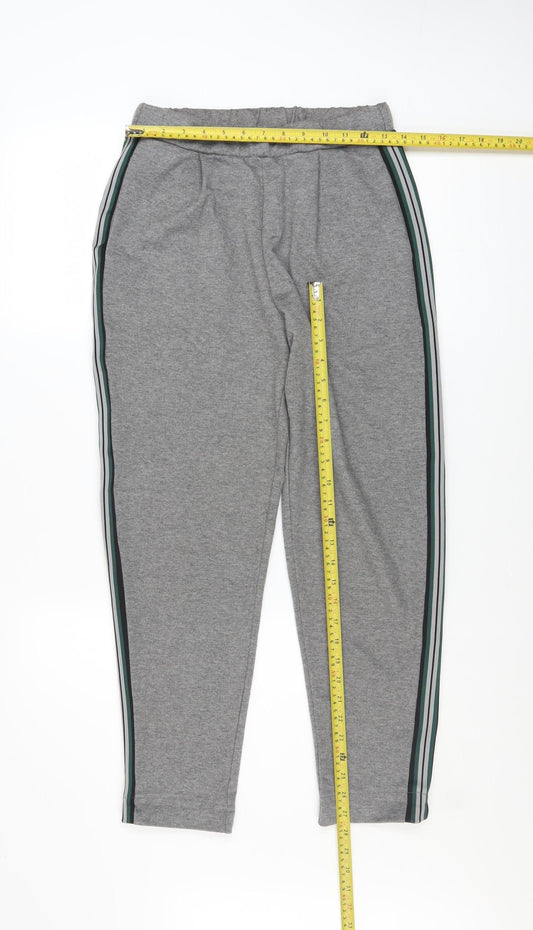 Pull & Bear Women Grey Side Stripe Jogger Trousers Size 12