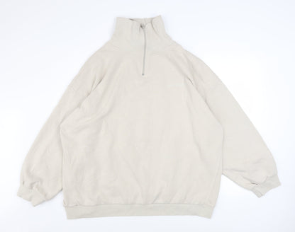 Mens UK Size XL Boohoo Beige 1/2 Zip Sweatshirt