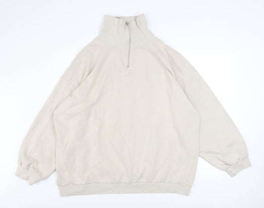 Mens UK Size XL Boohoo Beige 1/2 Zip Sweatshirt