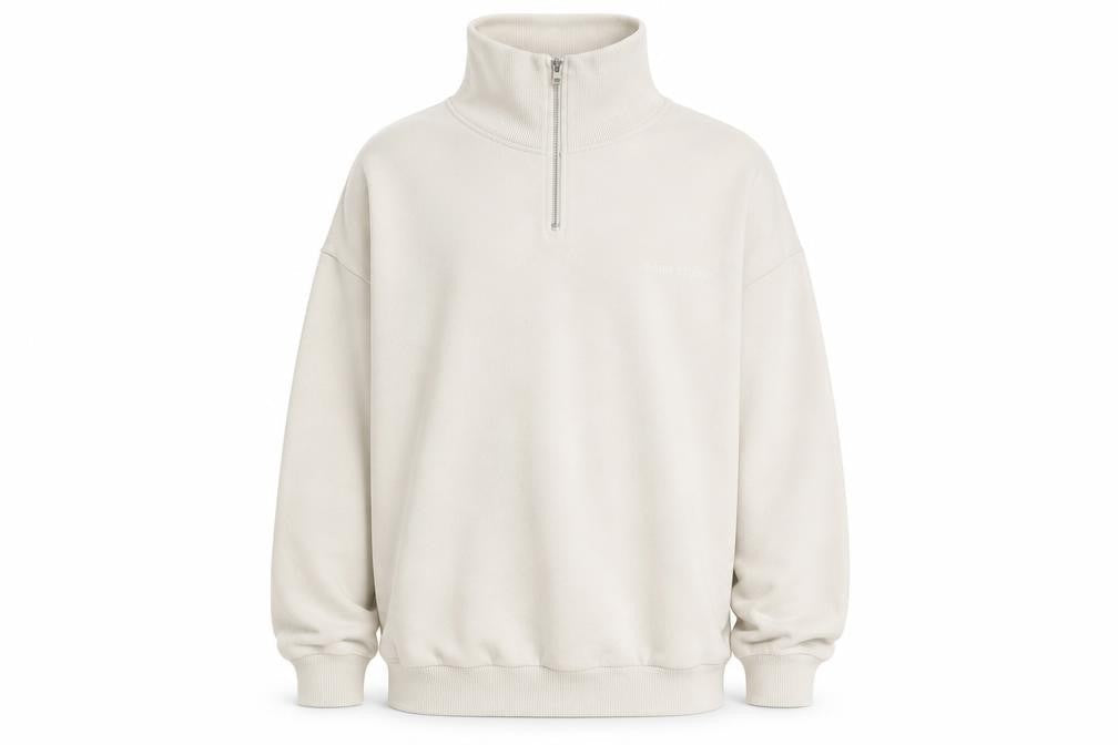 Mens UK Size XL Boohoo Beige 1/2 Zip Sweatshirt