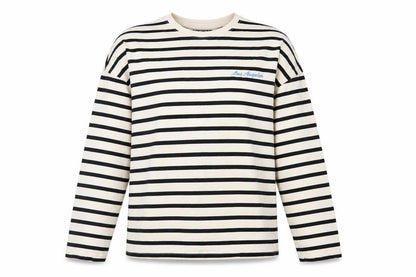Dunnes Women’s Ivory & Black Striped Cotton Pullover Sweatshirt Size S