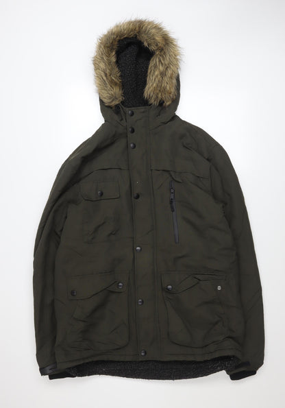 Mens UK Size M Holmes & Co Green Parka Coat
