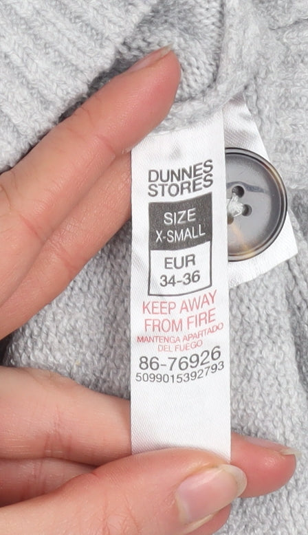 Womens UK Size XS Dunnes Stores Grey Cardigan Jumper