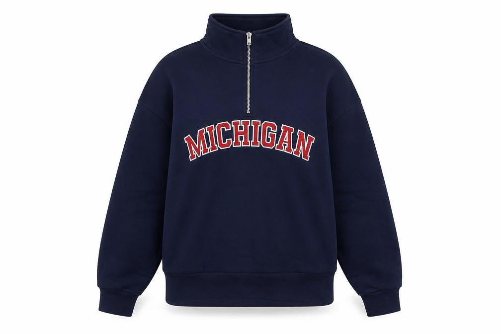 Dunnes Women’s Navy 1/2 Zip Michigan Sweatshirt XS