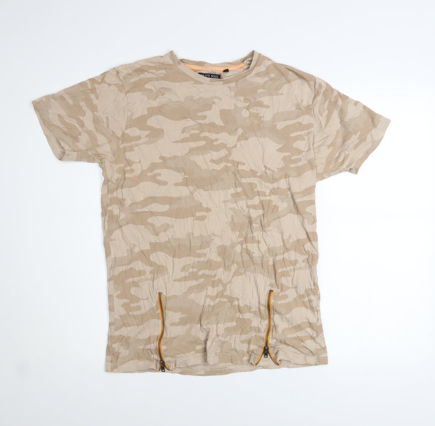 Mens UK Size L Brave Soul Beige  T-Shirt
