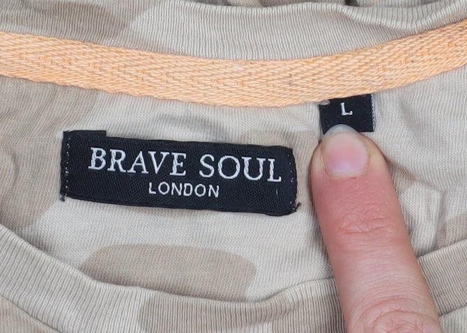 Mens UK Size L Brave Soul Beige  T-Shirt