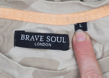Mens UK Size L Brave Soul Beige  T-Shirt