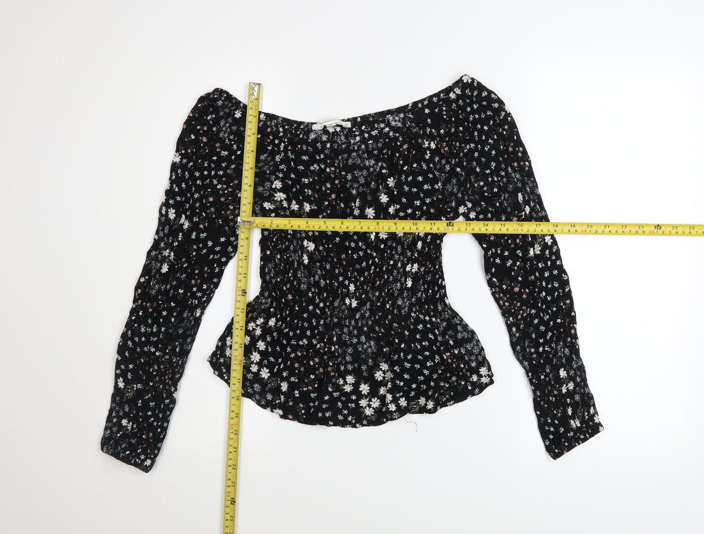 Womens UK Size S Hippie Rose Black Bohemian Blouse