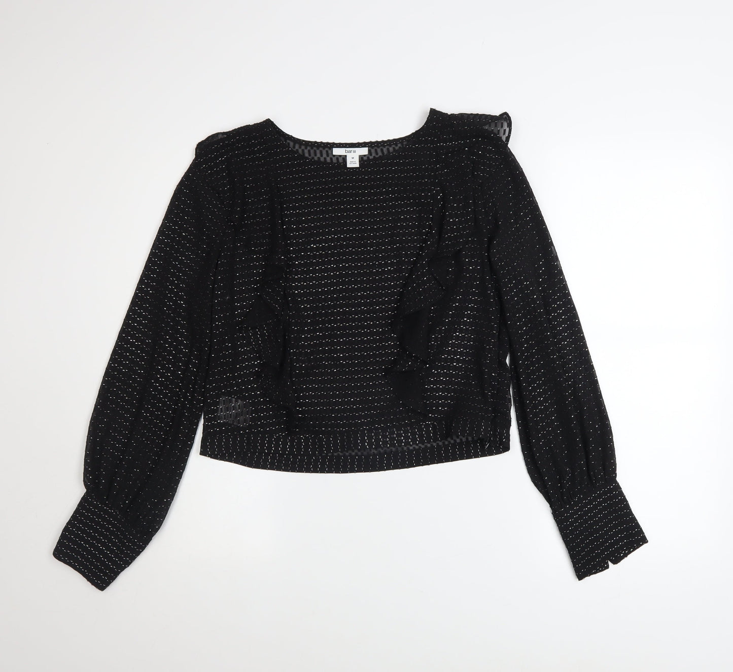 Womens UK Size M Bar III Black Cropped Blouse