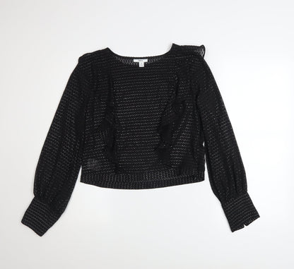 Womens UK Size M Bar III Black Cropped Blouse