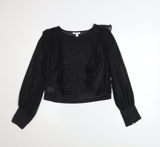 Womens UK Size M Bar III Black Cropped Blouse
