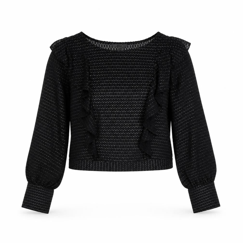 Womens UK Size M Bar III Black Cropped Blouse