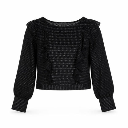 Womens UK Size M Bar III Black Cropped Blouse