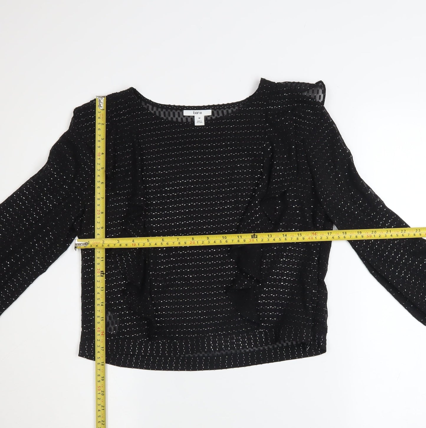 Womens UK Size M Bar III Black Cropped Blouse