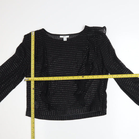Womens UK Size M Bar III Black Cropped Blouse
