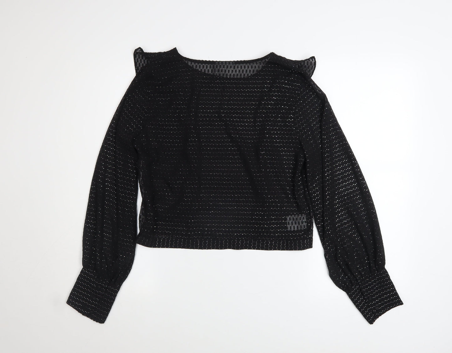 Womens UK Size M Bar III Black Cropped Blouse