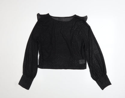 Womens UK Size M Bar III Black Cropped Blouse
