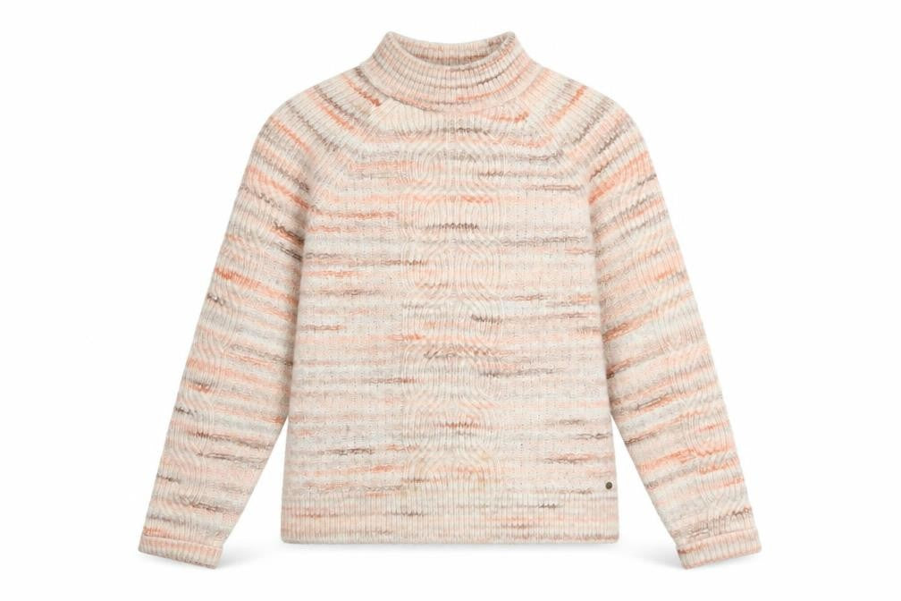 FatFace Women's Beige Chunky Knit High Neck Jumper Size 10