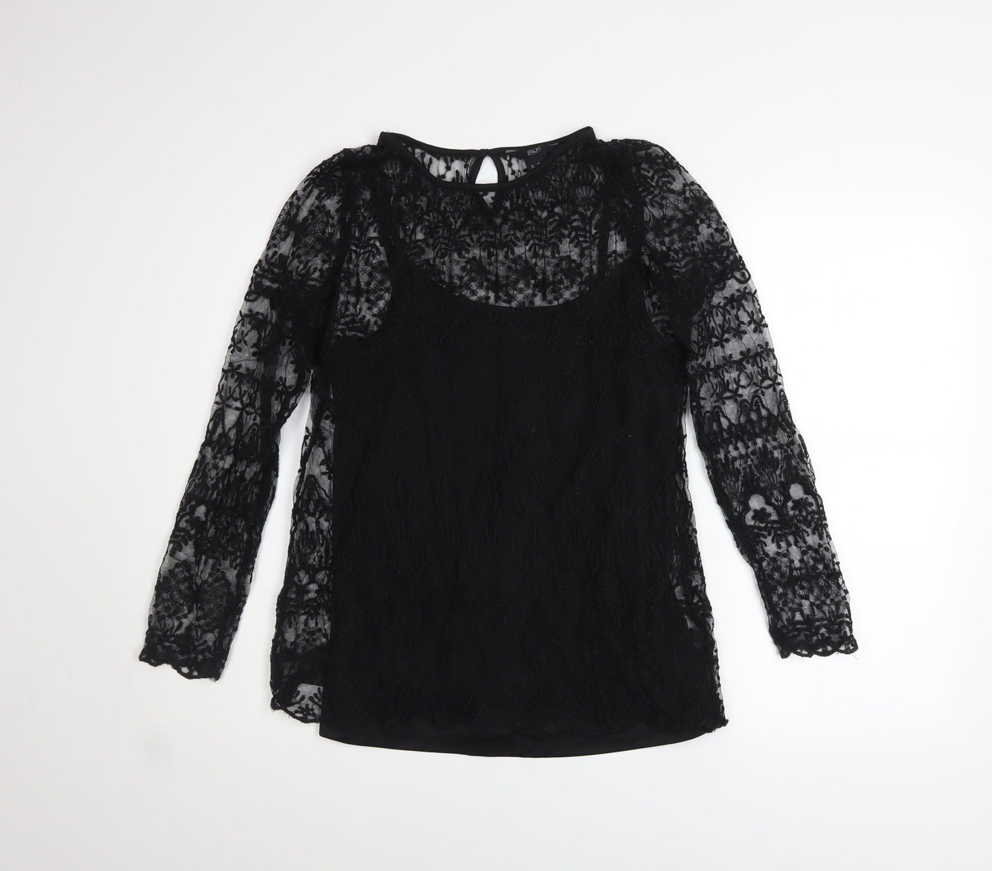 Womens UK Size 10 F&F Black Camisole Blouse