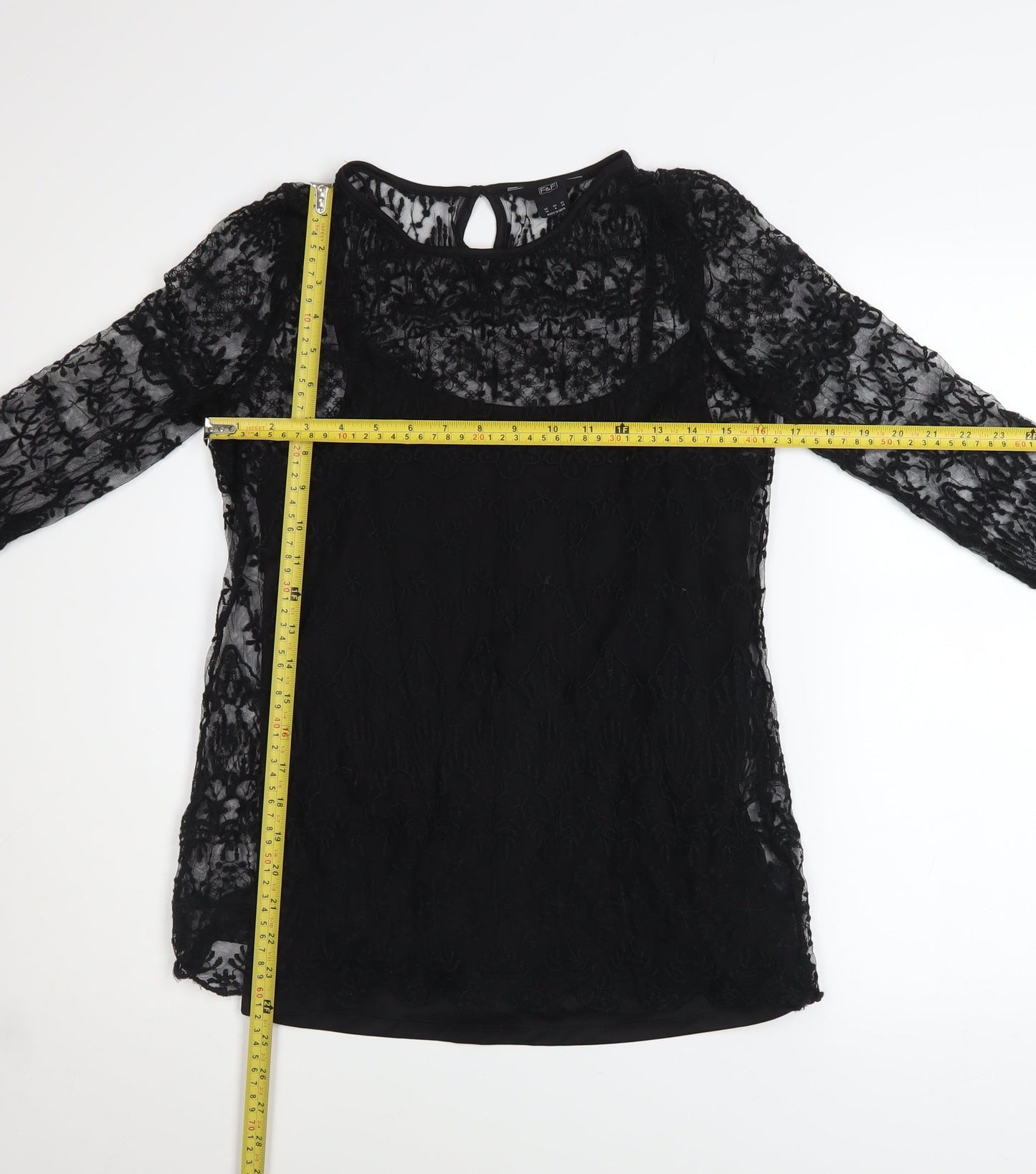 Womens UK Size 10 F&F Black Camisole Blouse